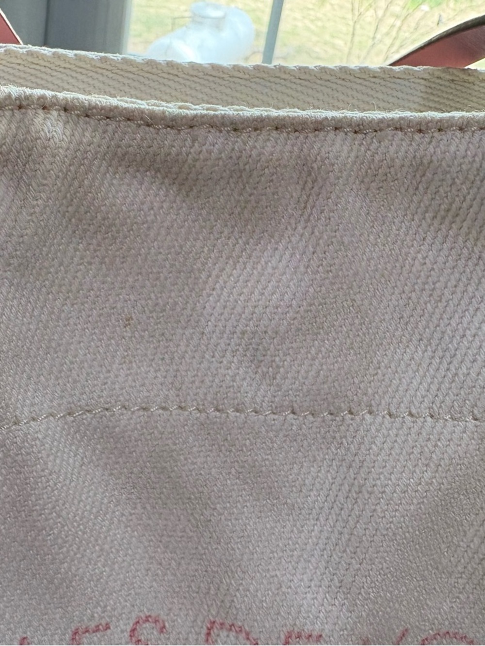 Louis Vuitton Cream Canvas Tote with Pink Handles and Logo - Picture 4 of 16